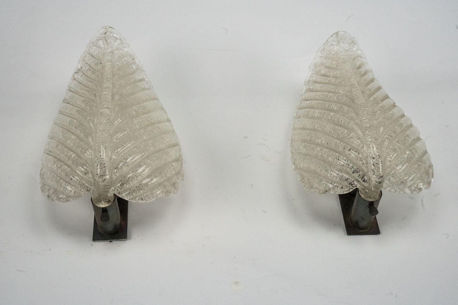 Pair Of Wall Lamps By Ercole Barovier In Rugiadoso Murano Glass, Italy 1950s photo buy