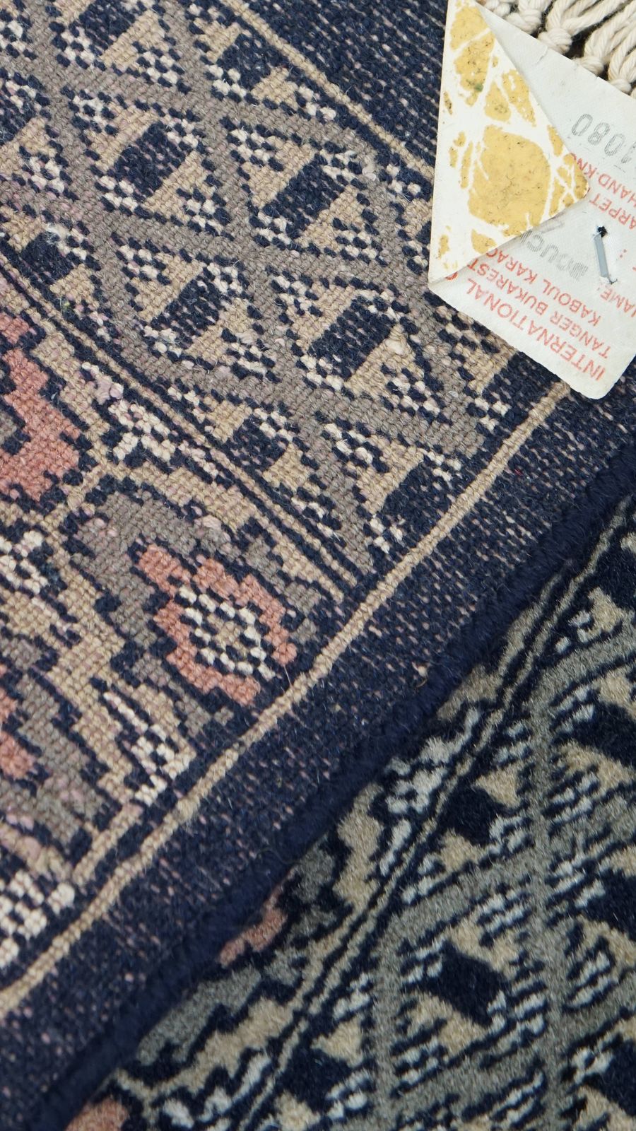Hand Knotted Decorative Tablecloth With A Fine Pattern In Dark Blue And Red Colours 47x46cm photo buy