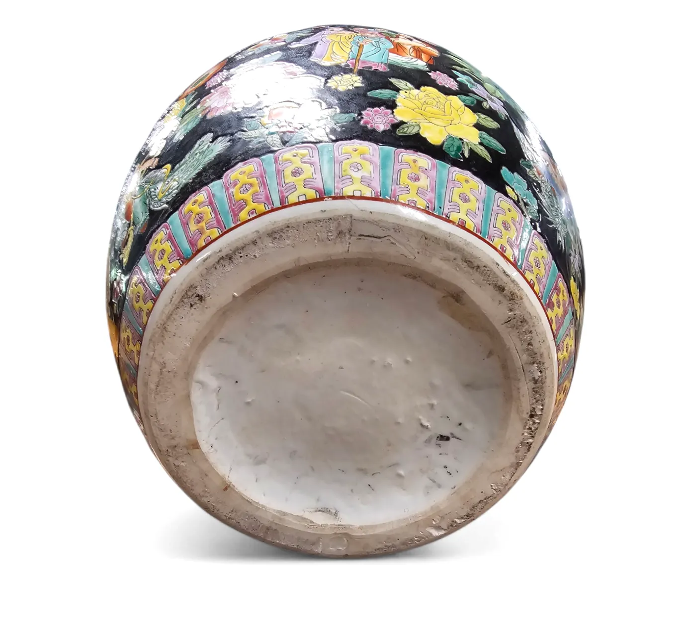 Large Famille Noir Chinese / Porcelain Ginger Jar / Hand Painted / Mille Fleur photo vinterior