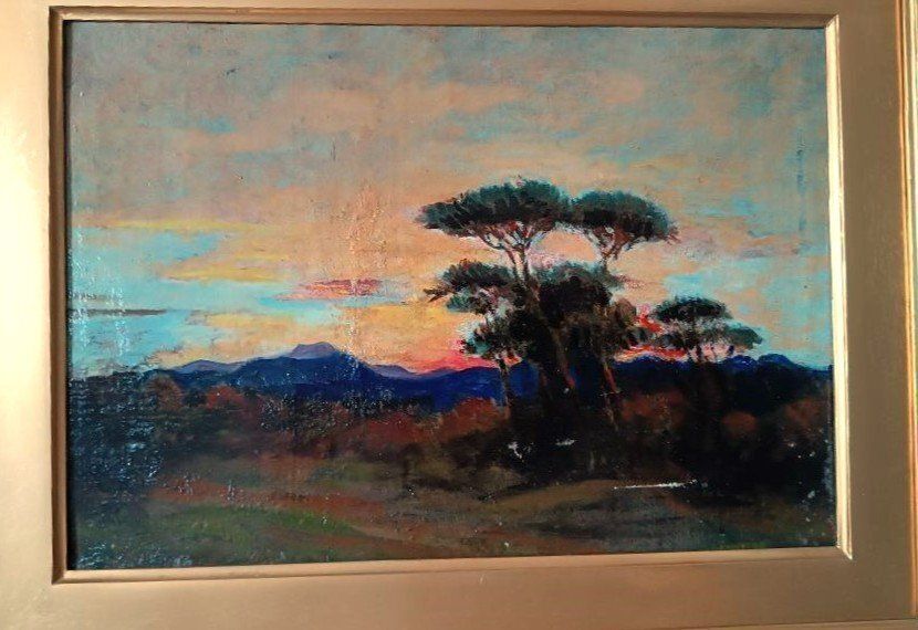 Antique Impressionist Oil Painting On Canvas Ettore Cumbo Borgia Late 19th Century ( photo 608.0