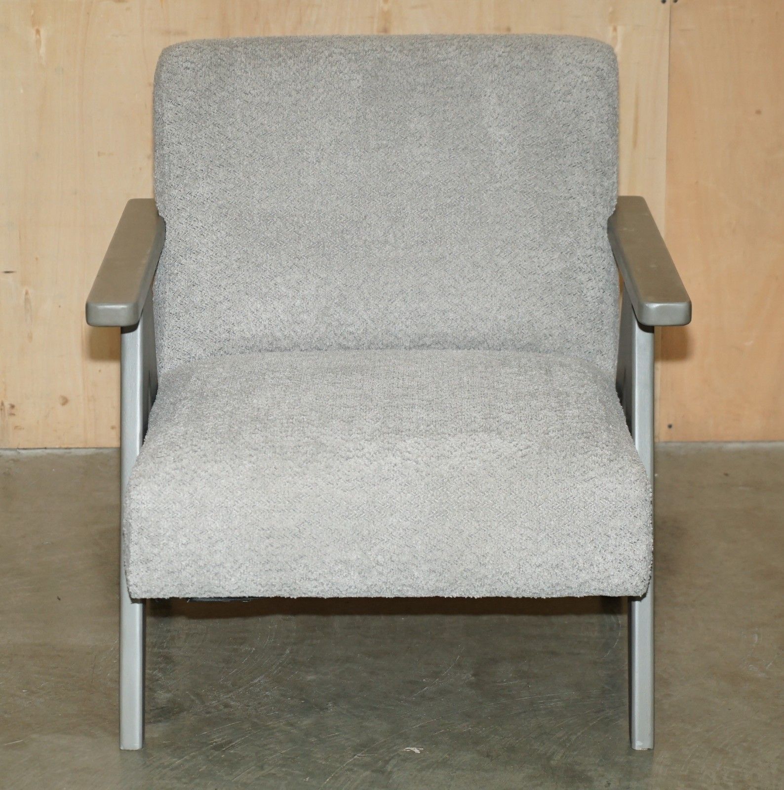 photo vinterior Pair Of Exdisplay Nordic Style Edgar Armchairs Beech Wood Frames Oatmeal Fabric