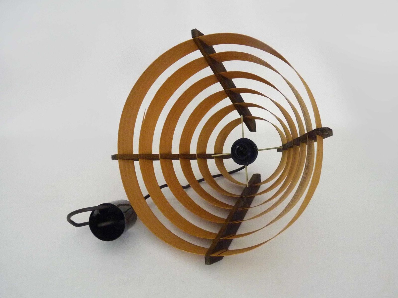 photo furniture Scandinavian Pendant Light By Linus Bopp Limbach In Pine Slats. 1960s