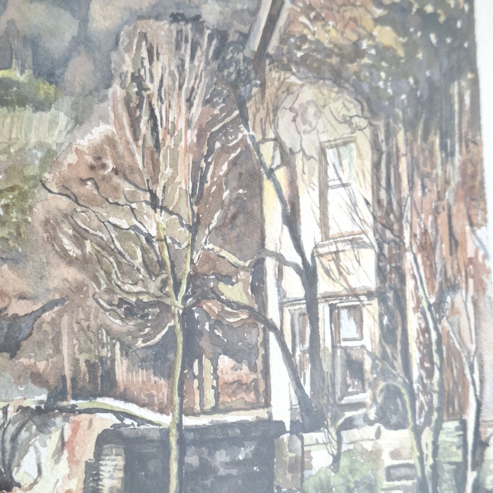 Large Original Watercolor Painting Rochdale Canal Todmorden Lesley Alston photo for sale