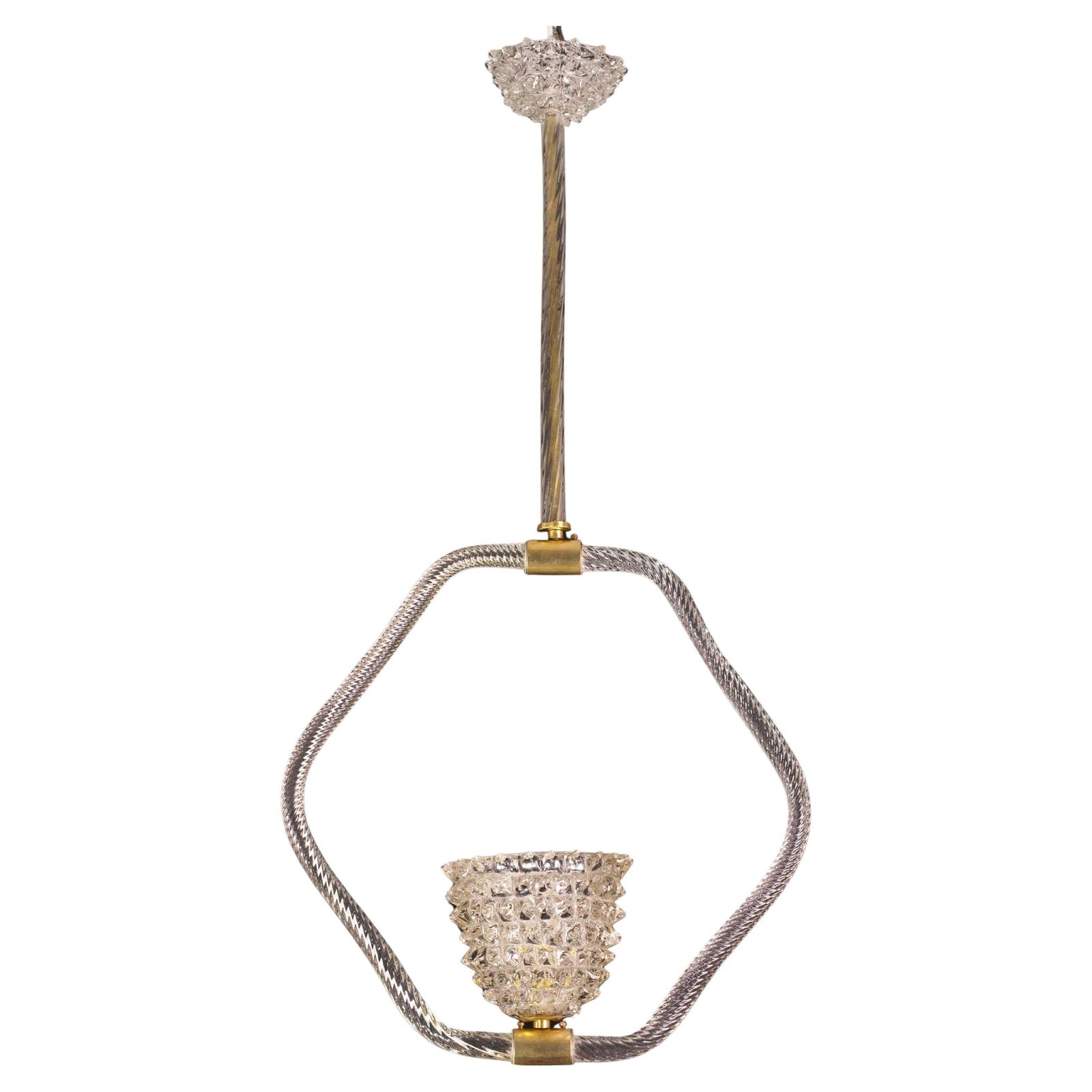 Charming Clear Rostrato Murano Glass Chandelier By Barovier & Toso, 1940s