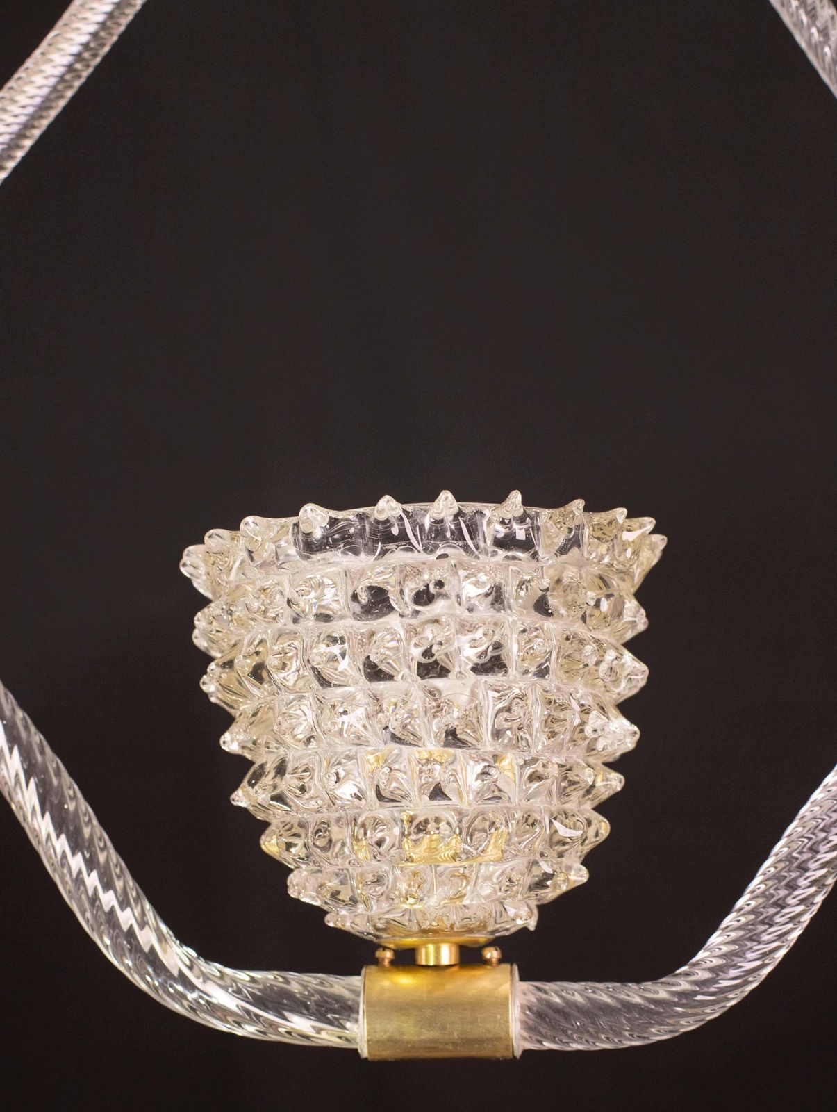 photo vinterior Charming Clear Rostrato Murano Glass Chandelier By Barovier & Toso, 1940s