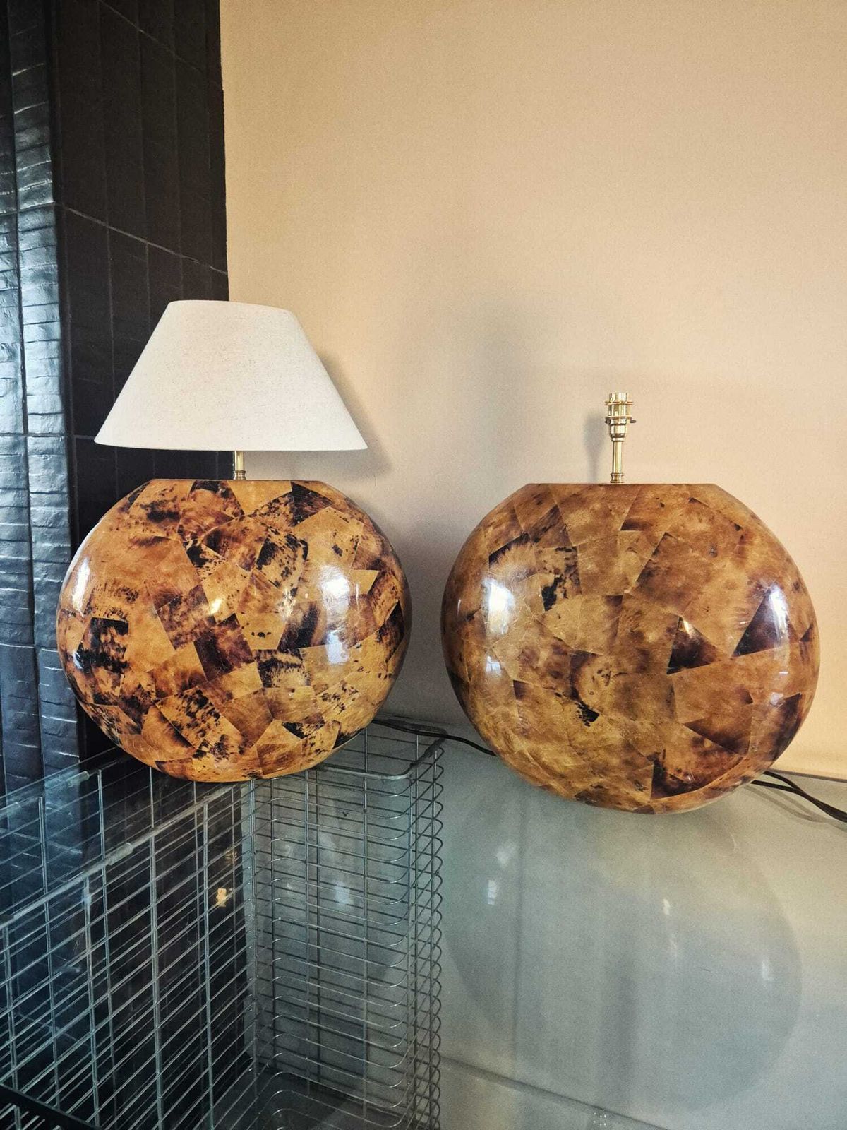 2 X Tobacco Leaf Lamps, 1970s, Vintage photo Lighting
