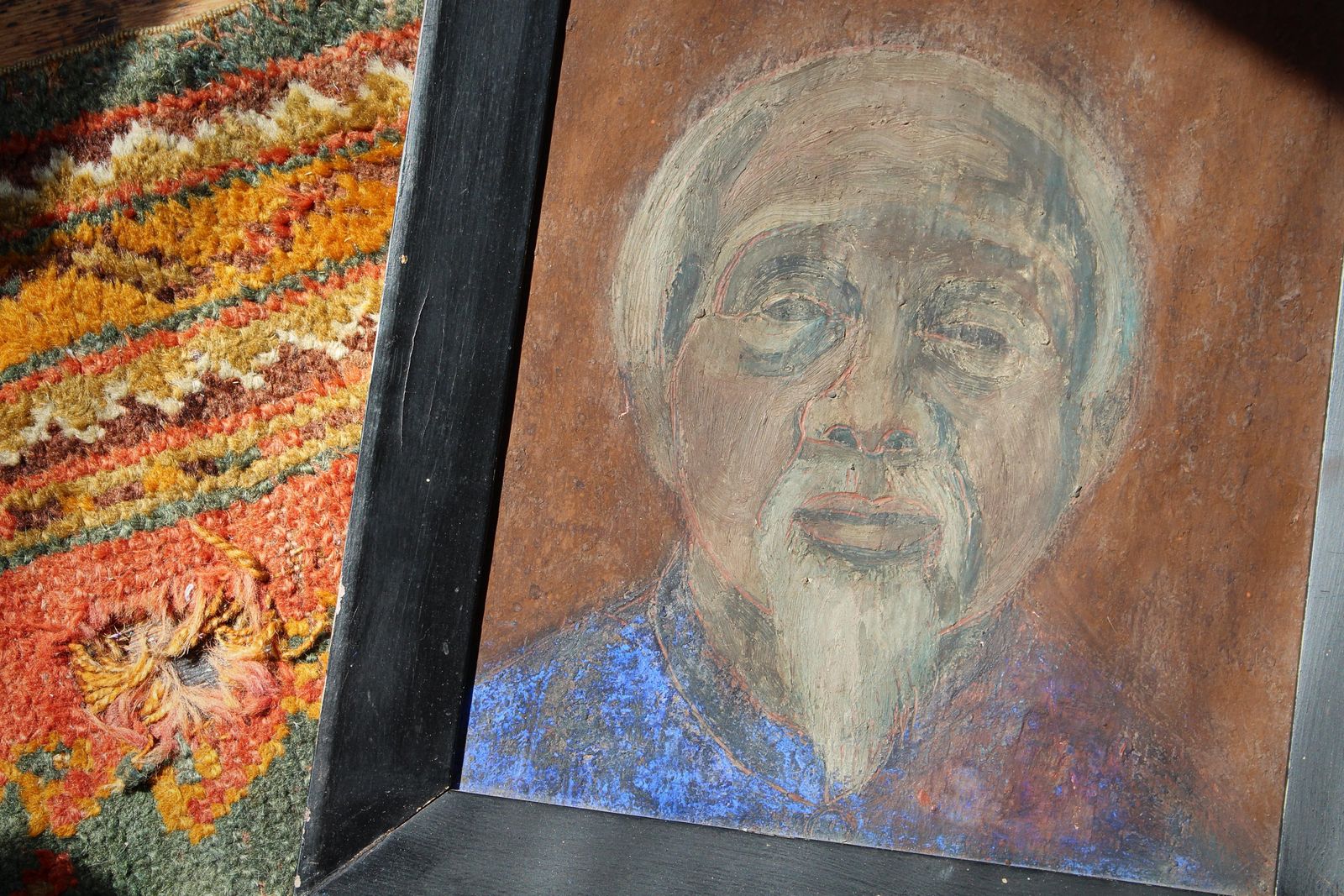Late 20thc Susan Jayne Hocking Portrait Painting Elderly Chinaman Sir David Tang photo furniture
