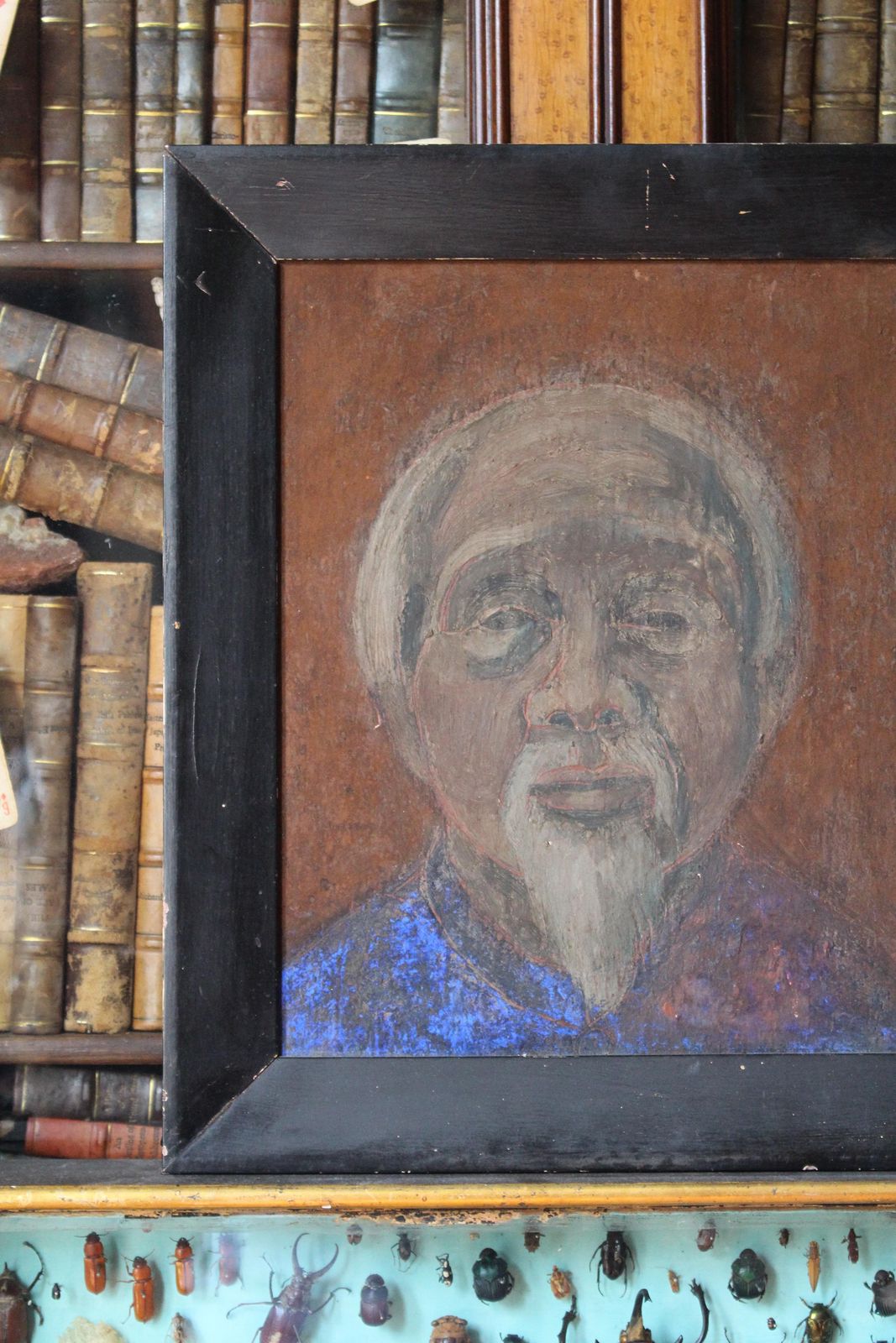 Late 20thc Susan Jayne Hocking Portrait Painting Elderly Chinaman Sir David Tang photo vintage