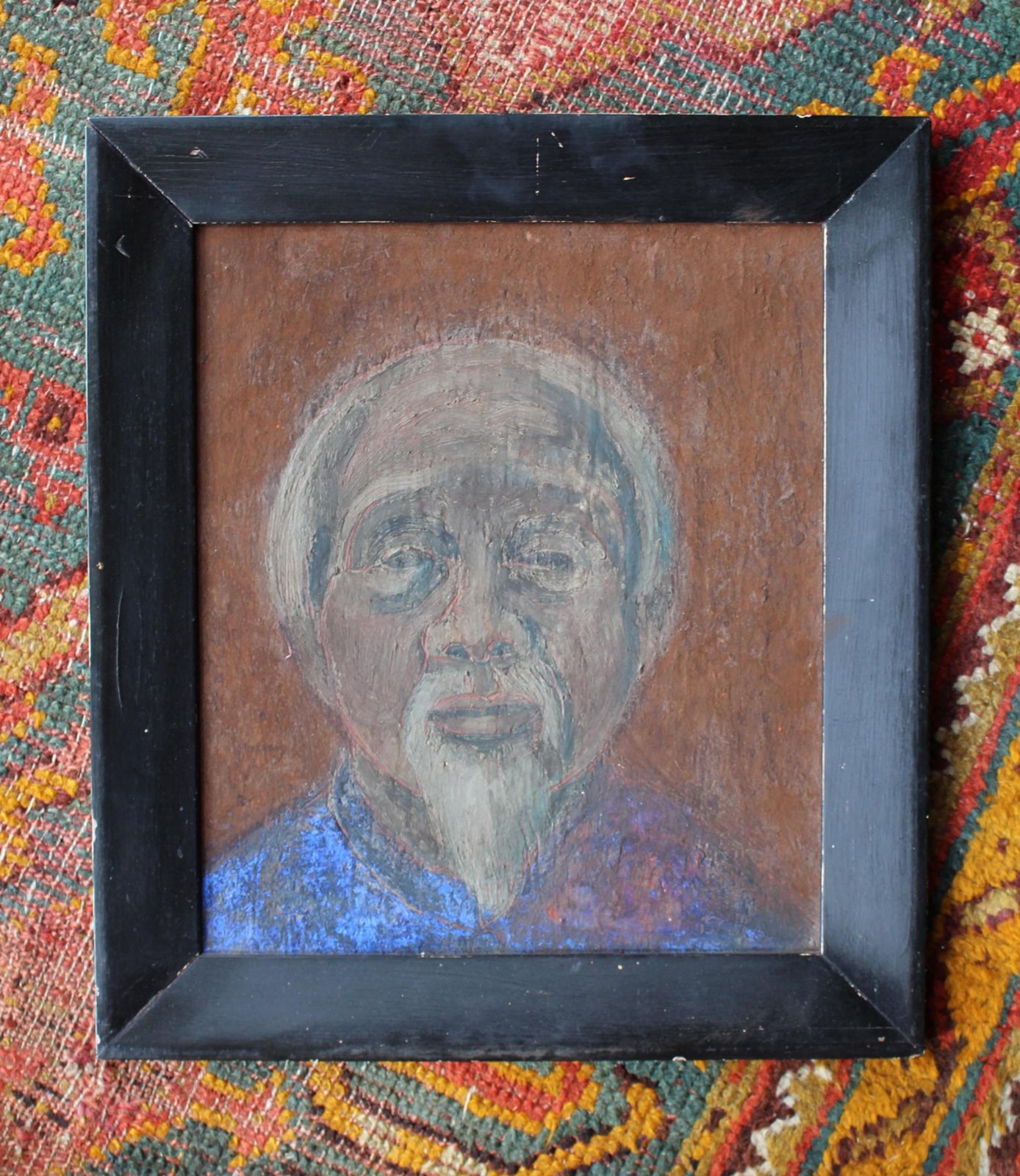 photo for sale Late 20thc Susan Jayne Hocking Portrait Painting Elderly Chinaman Sir David Tang