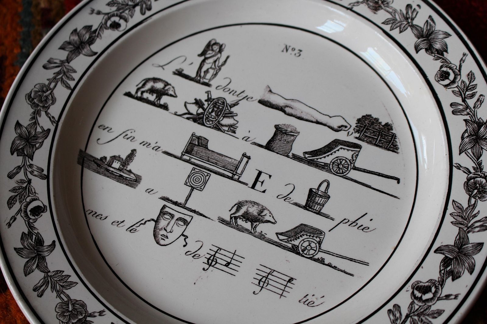 photo for sale 19th Century Collection Of Five French Rebus Riddle Puzzle Game Plates