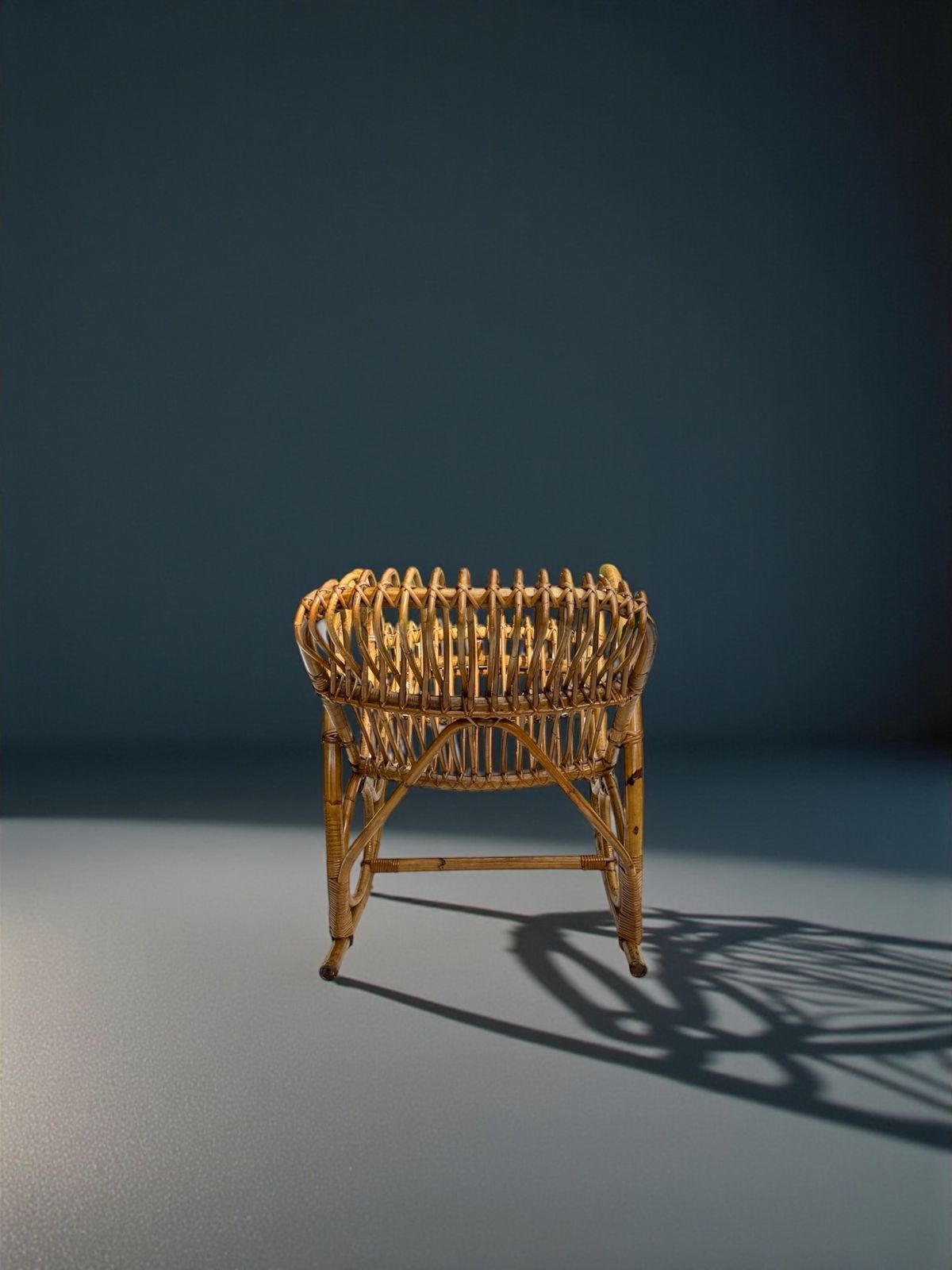 Franco Albini Bent Bamboo And Rattan Rocking Chair, Italy 1950's photo Furniture