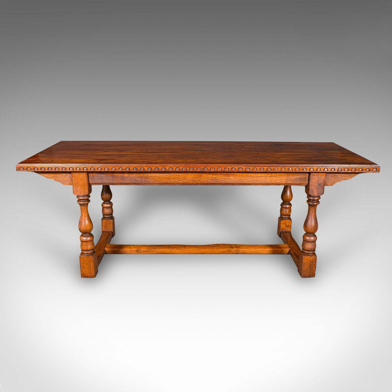 6 Seat Antique Dining Table, English, Oak, Country Kitchen, Refectory, Edwardian photo Furniture
