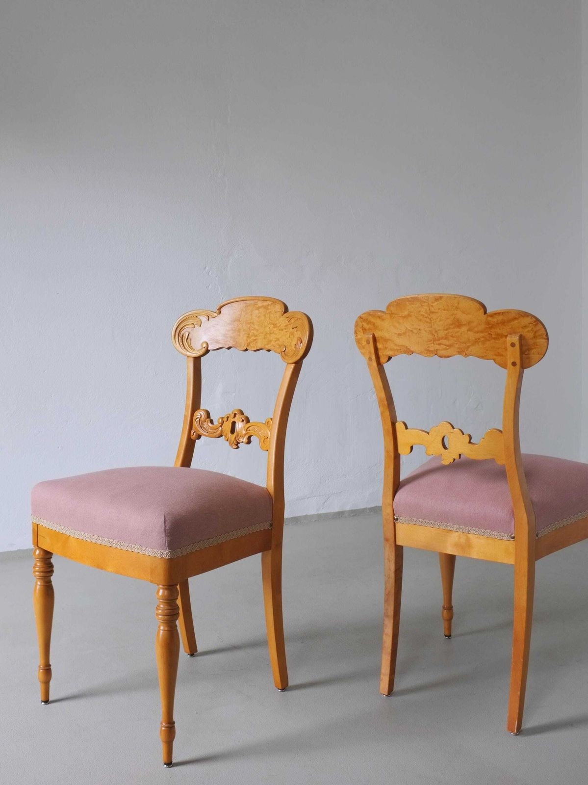 6 Mix & Match Swedish Biedermeier Golden Birch Chairs photo for sale