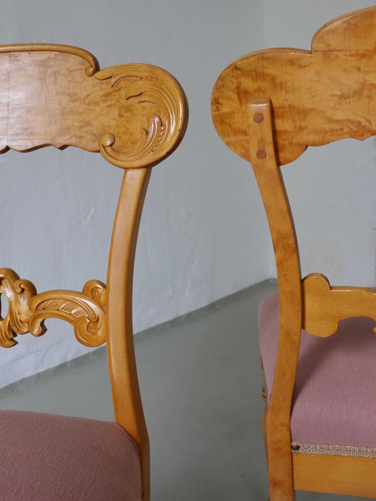 6 Mix & Match Swedish Biedermeier Golden Birch Chairs photo Furniture