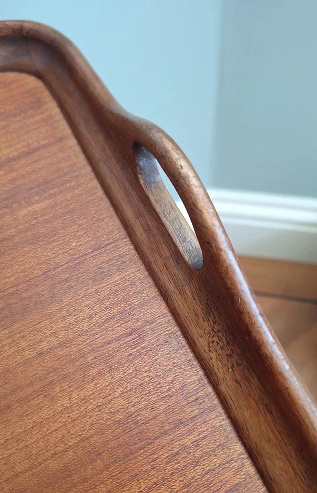 Antique Mahogany & Satinwood Sheraton Revival Inlaid Butlers Tray & Folding Stand photo Furniture