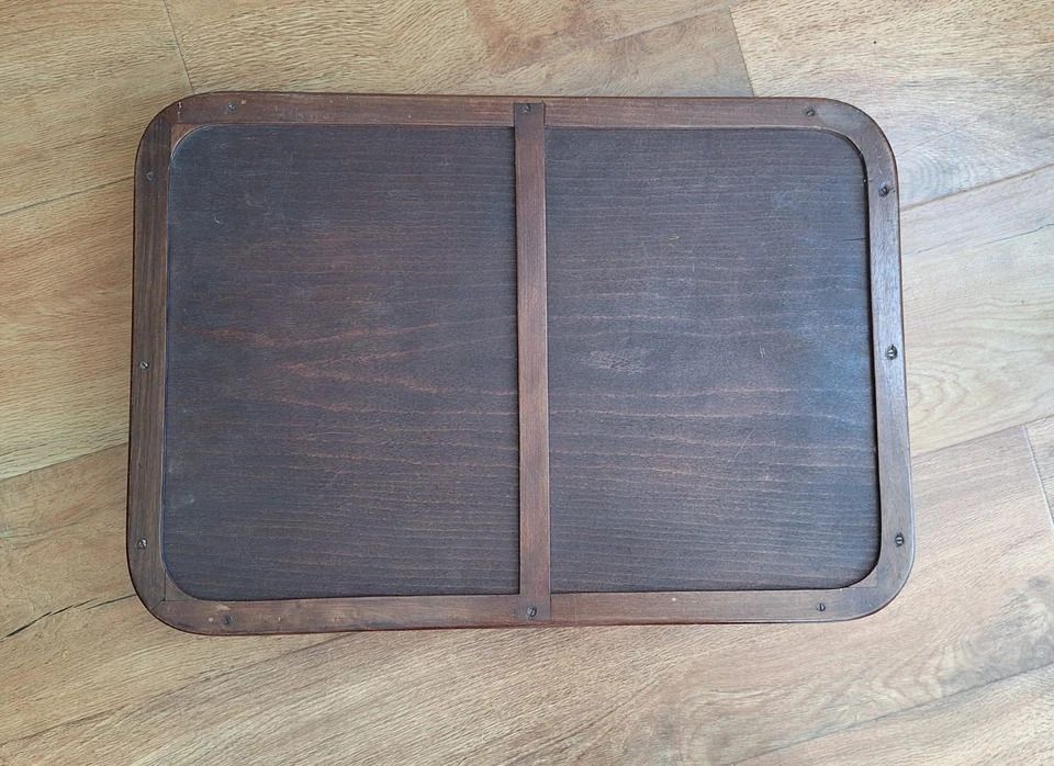 Antique Mahogany & Satinwood Sheraton Revival Inlaid Butlers Tray & Folding Stand photo 495.0