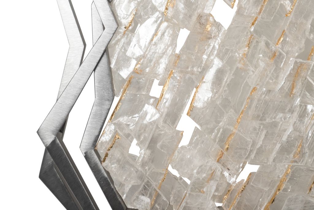Pair Of Sconces In Brushed Metal And Rock Crystal. Contemporary. photo 7600.0