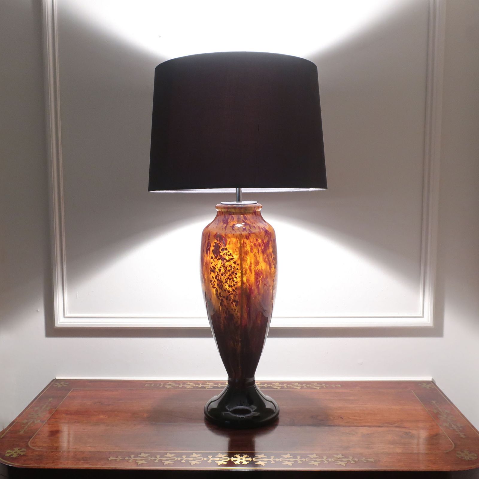 Art Deco Mottled Glass Table Lamp In The Style Of Charles Schneider photo furniture