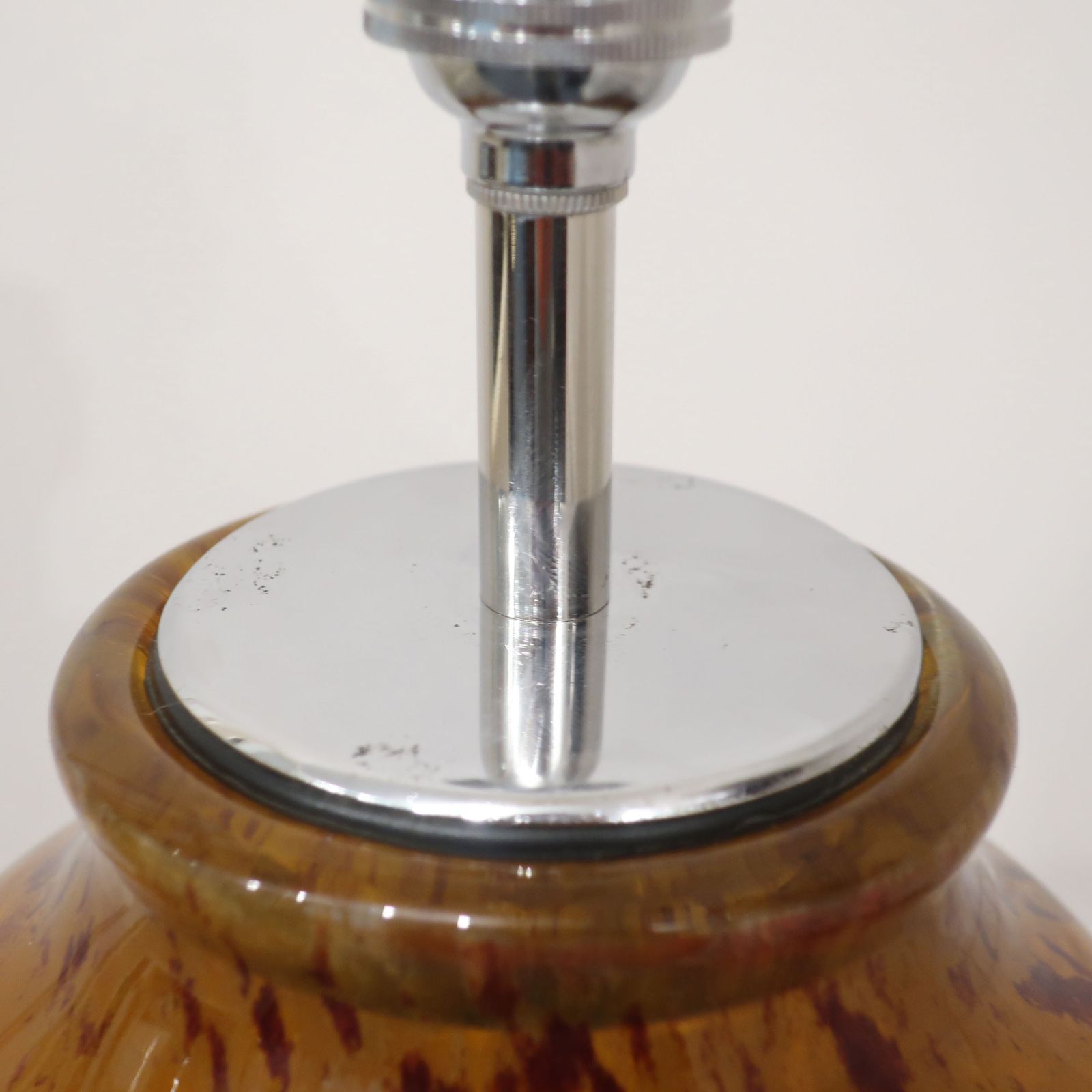 photo for sale Art Deco Mottled Glass Table Lamp In The Style Of Charles Schneider