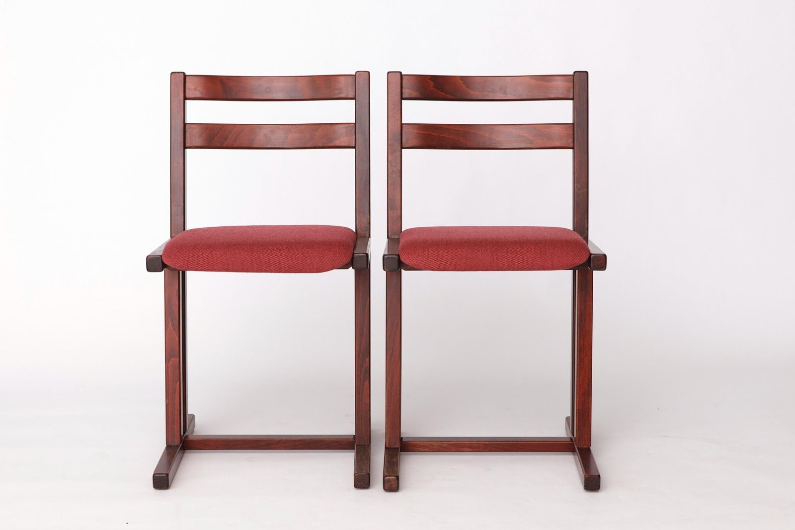 Pair Of Vintage Casala Dining Chairs – Mid Century German Design, Beechwood Frame, Cherry Red Upholstery, 1950s 1960s photo buy