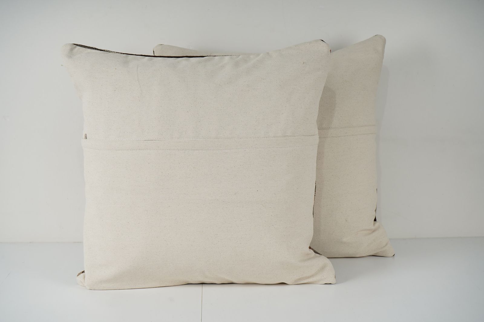 Turkish Hemp Kilim Pillow Cover, Set Of Two White Striped Anatolian Cushion Cover, Pair Organic Tribal Pillowcase photo Textiles