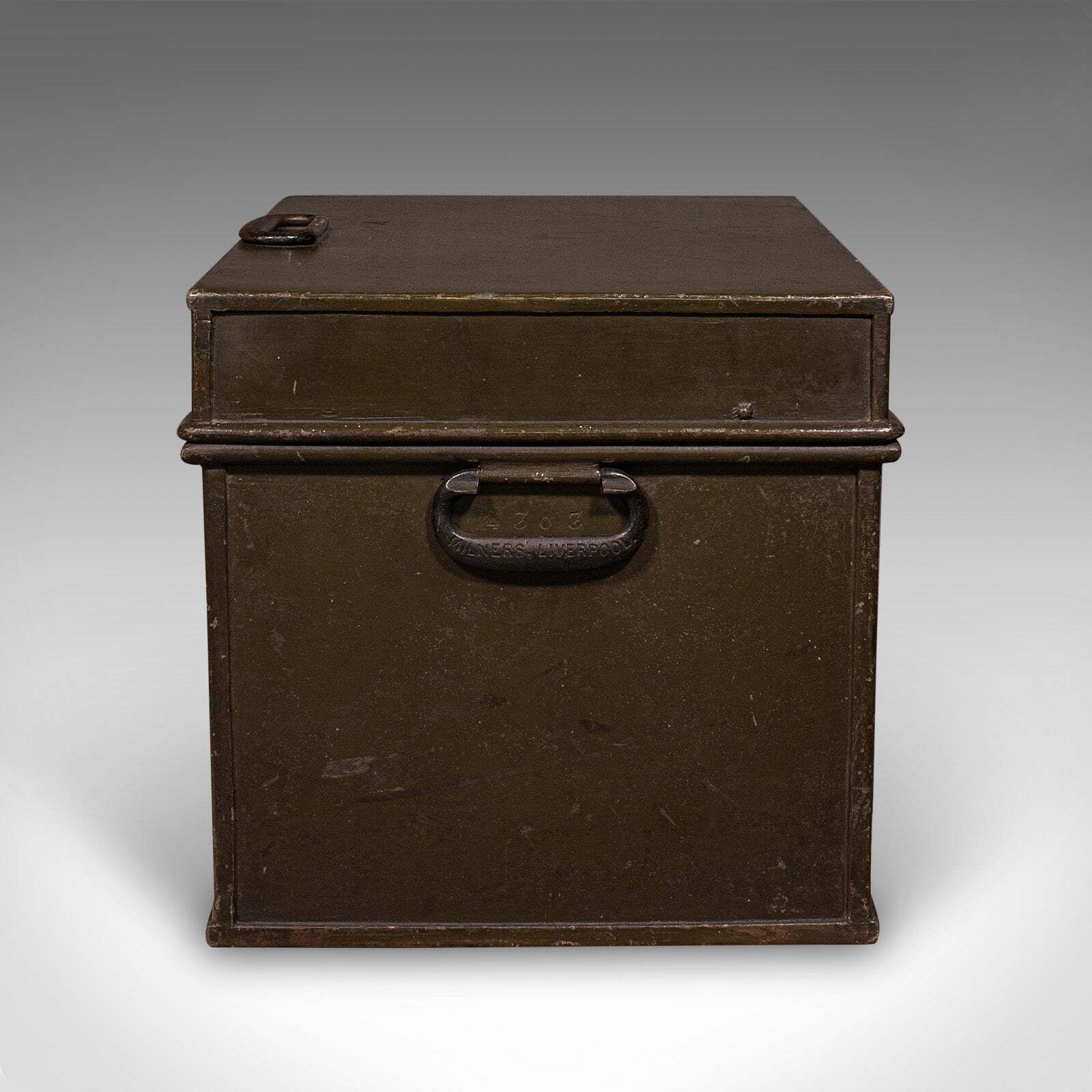 Antique Patent Safe, English Cast Iron Lock Box, Milners Of Liverpool, Victorian photo vinterior