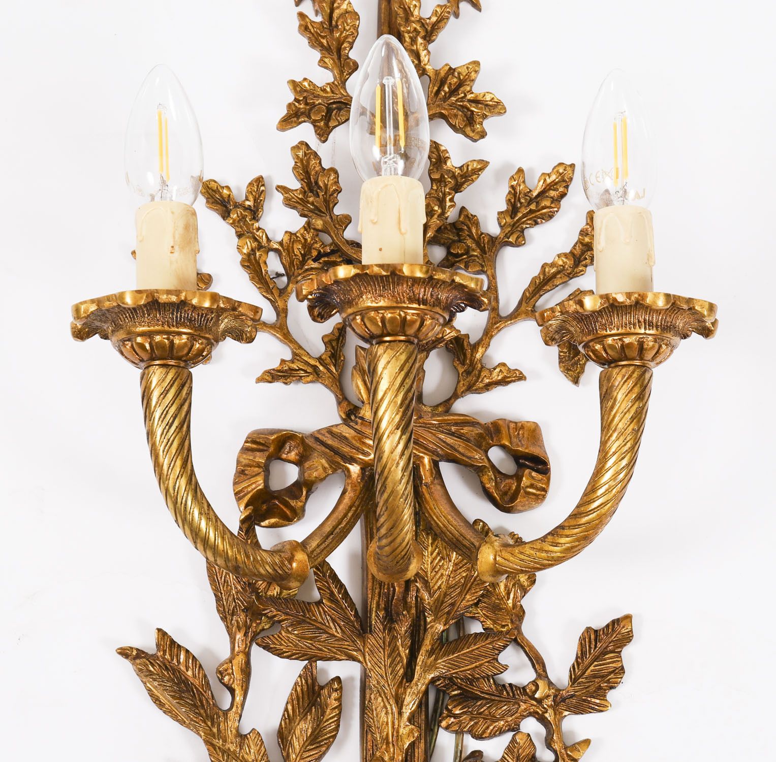 Antique Set Of 6 French Louis Revival 3 Branch Ormolu Wall Lights  20th C photo buy