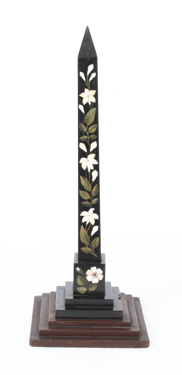 Victorian Ashford Pietra Dura Marble Obelisk 19th Century photo furniture