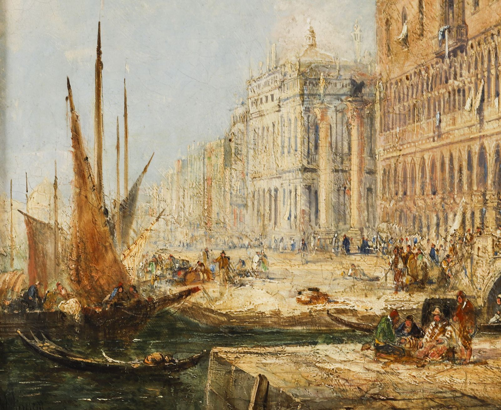 Antique Oil Painting The Doges Palace Venice Jane Vivian 19th C photo 3750.0