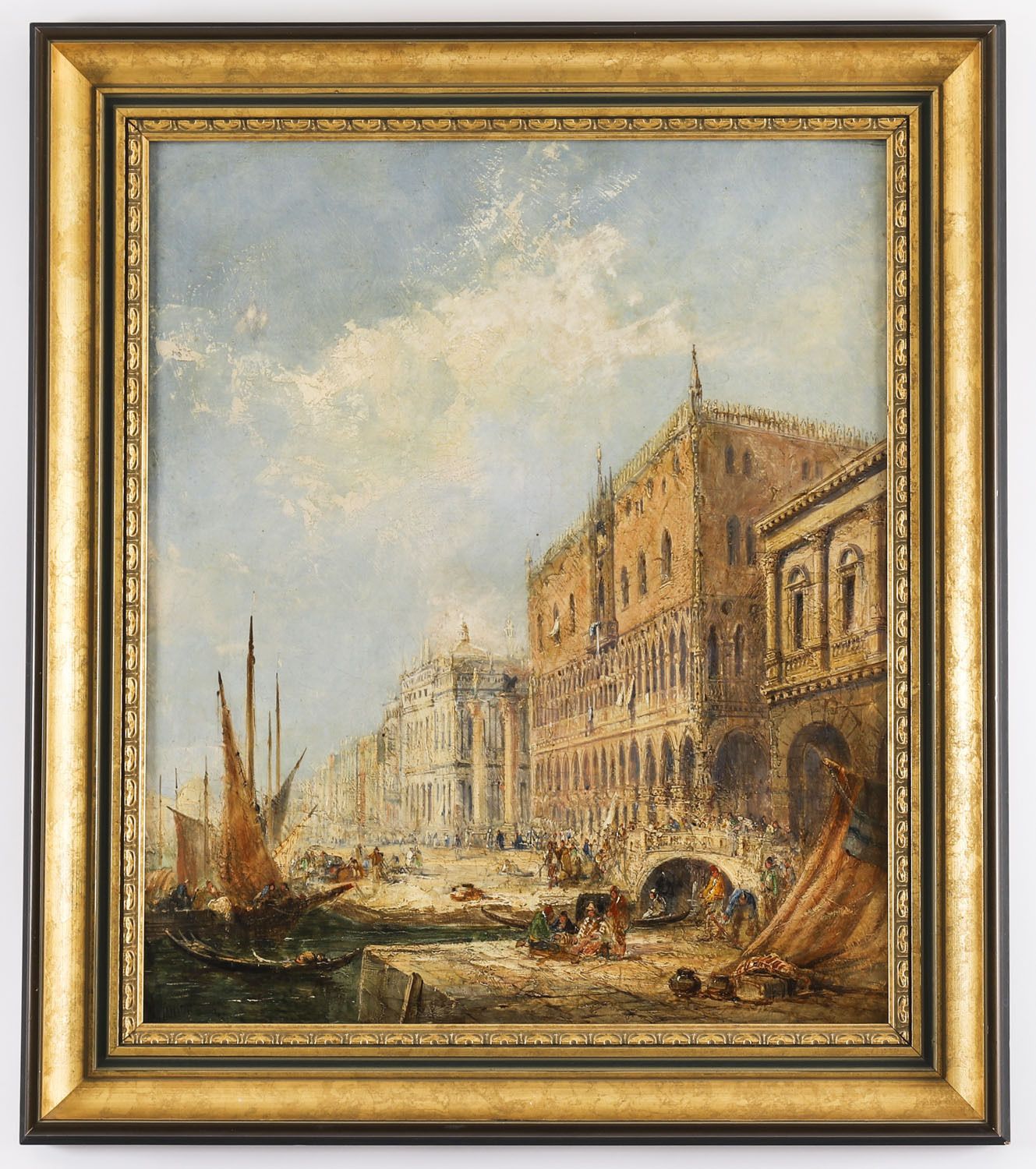 photo vinterior Antique Oil Painting The Doges Palace Venice Jane Vivian 19th C