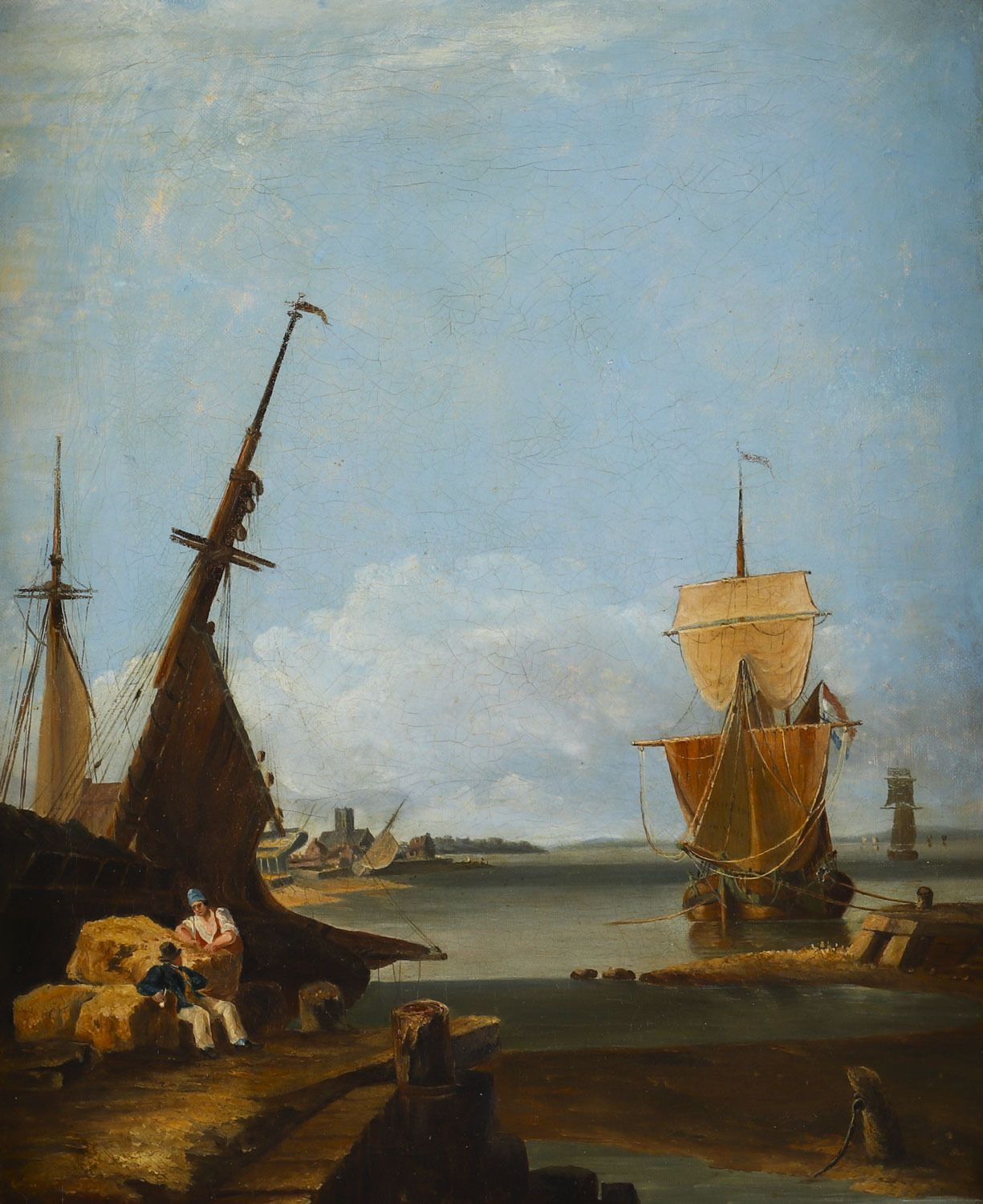 Antique Pair Of Coastal Scene Maritime Oil Paintings  19th Century photo 2500.0