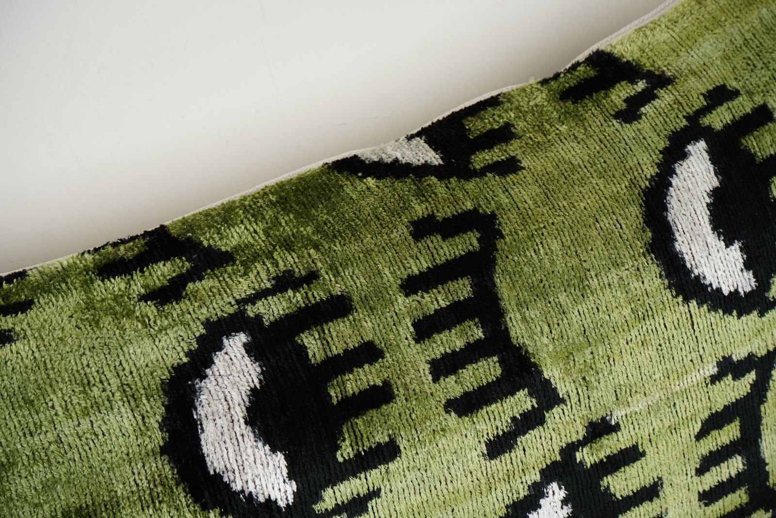 Eye Design Ikat Velvet Pillow Cover   Green Evil Eye Style Cushion   A Pair photo for sale