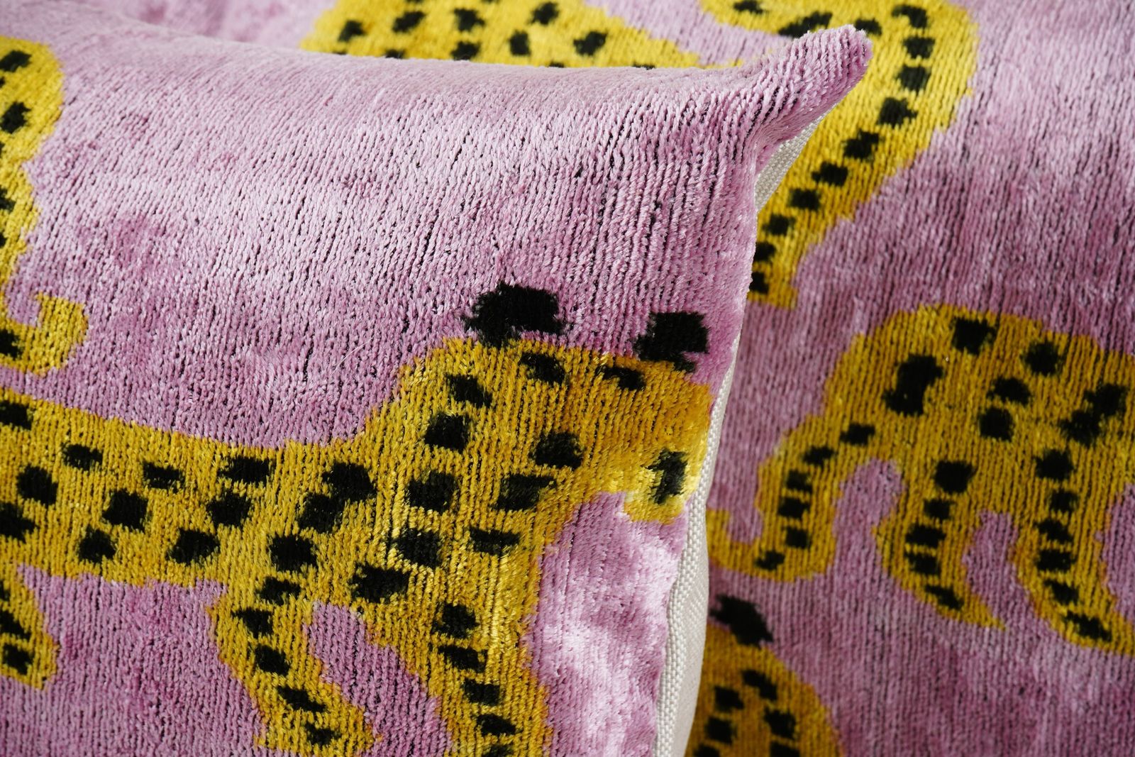 Pink Ikat Velvet Animal Print Pillow Covers   Set Of 3 Leopard Cheetah Cushion Covers   Boho Decorative Pillows photo 240.0