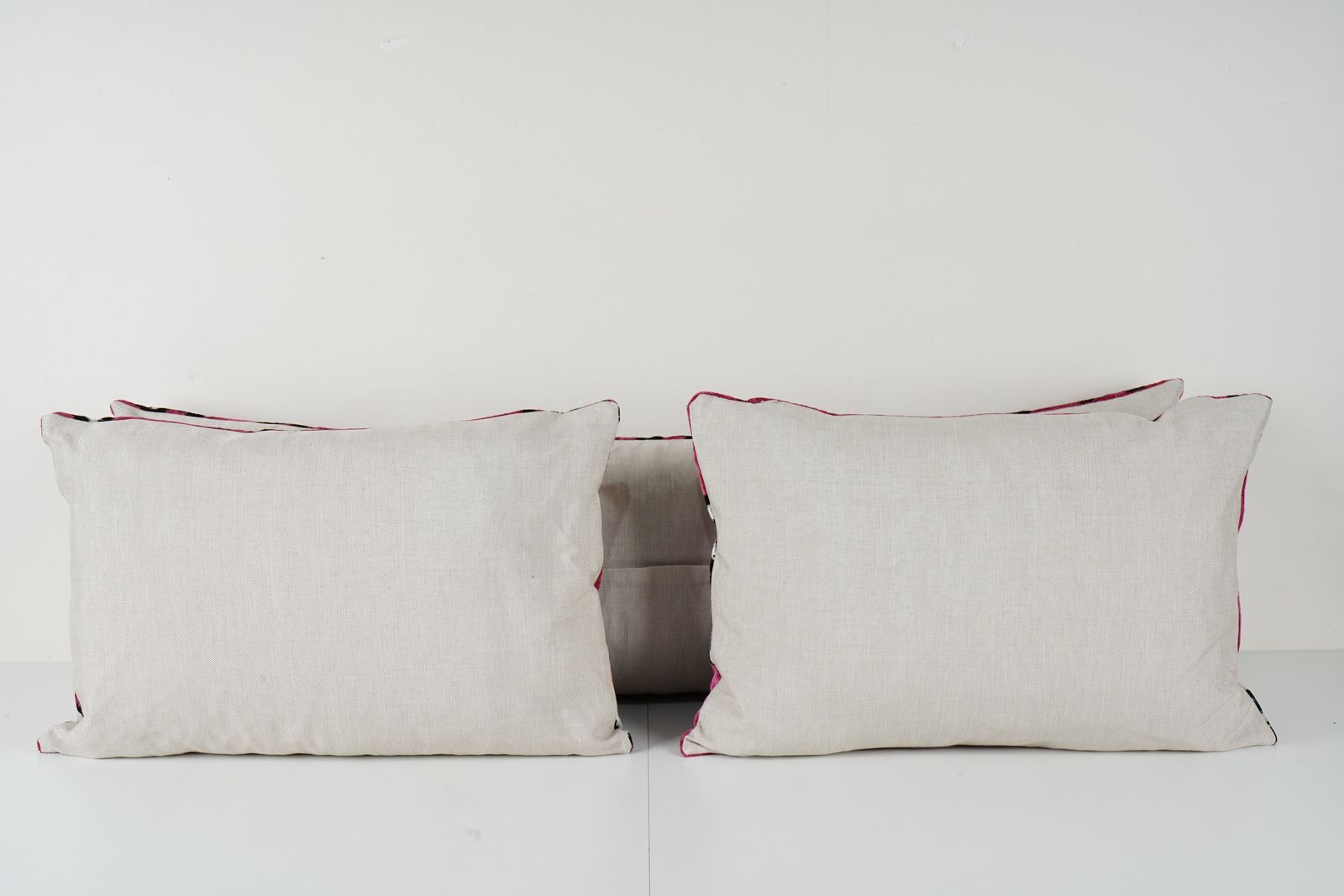 Ikat Eye Lumbar Pillow Cover   Pink Silk Ikat Velvet Pillowcase   Set Of Three photo for sale