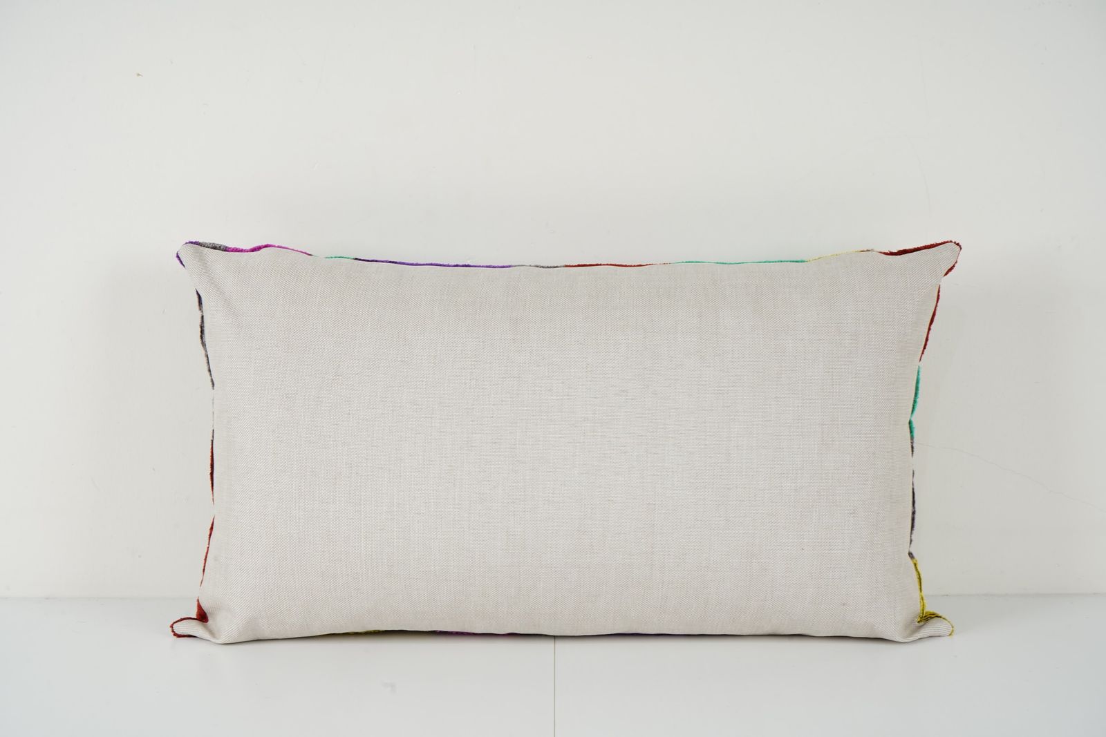 Colourful Silk Ikat Velvet Pillow Cover   Boho Abstract Throw Pillow   Handwoven Uzbek Lumbar Cushion 1 photo Textiles
