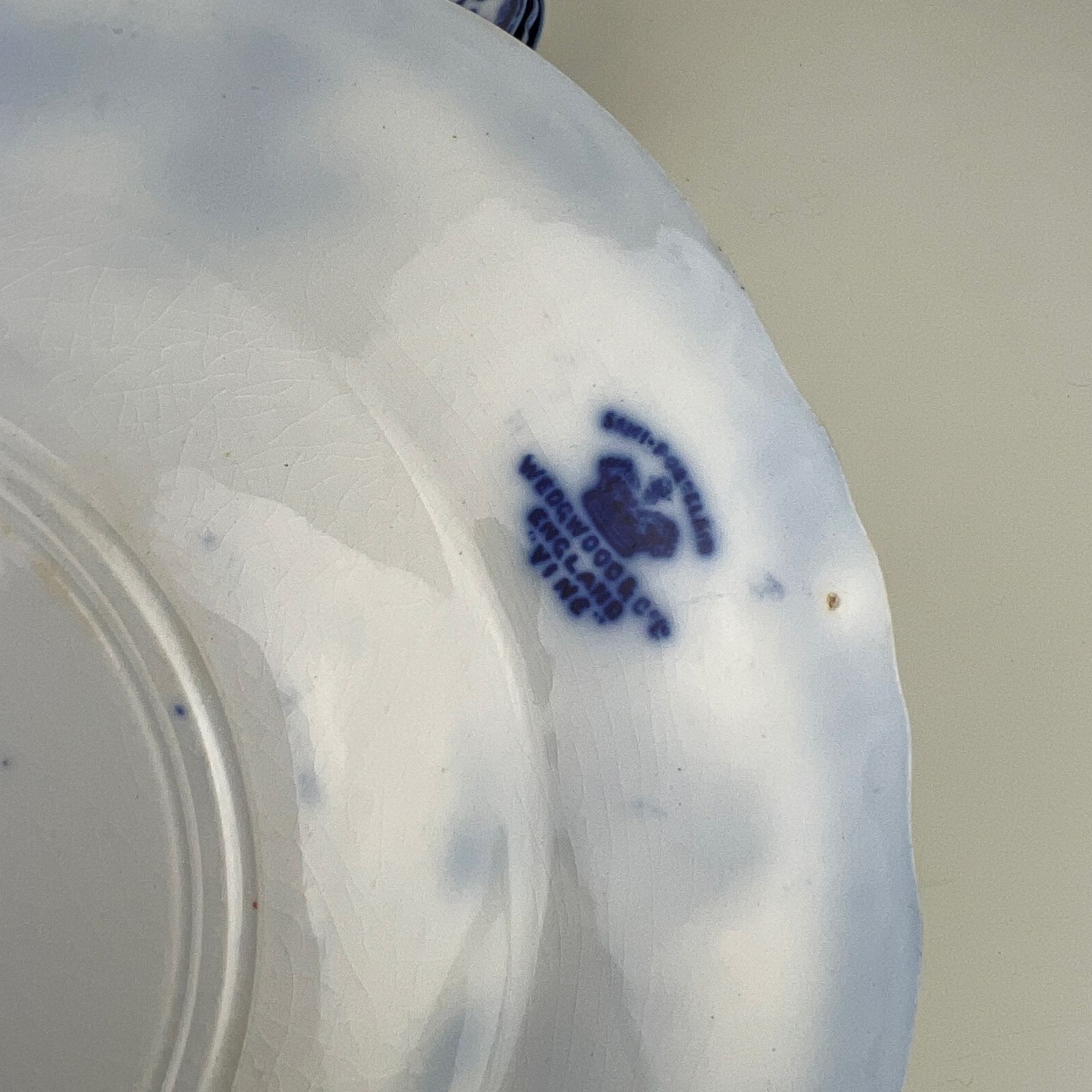 Set Of 4 Antique 19th Century Wedgwood Flow Blue Soup Plates photo 172.0
