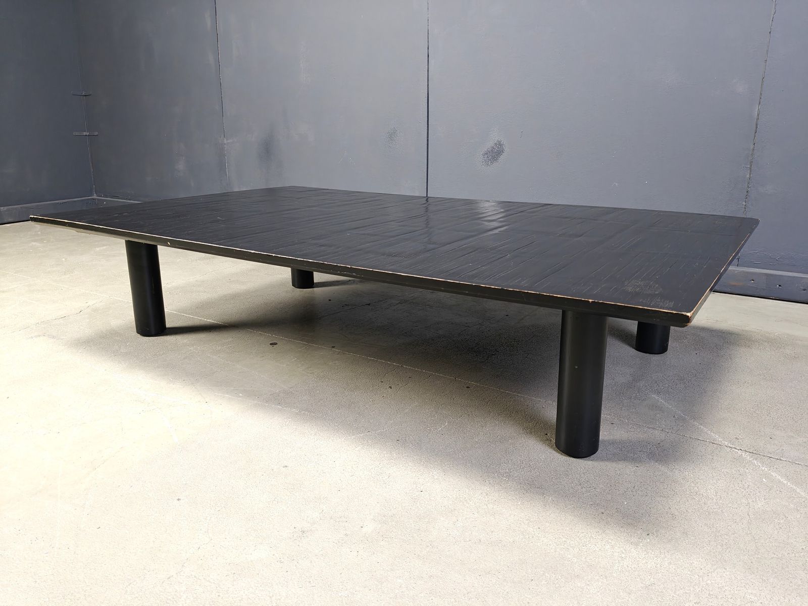 Xl Belgian Coffee Table In Ebonized Wenge And Bamboo Attributed To Axel Vervoordt, 1980s photo vintage