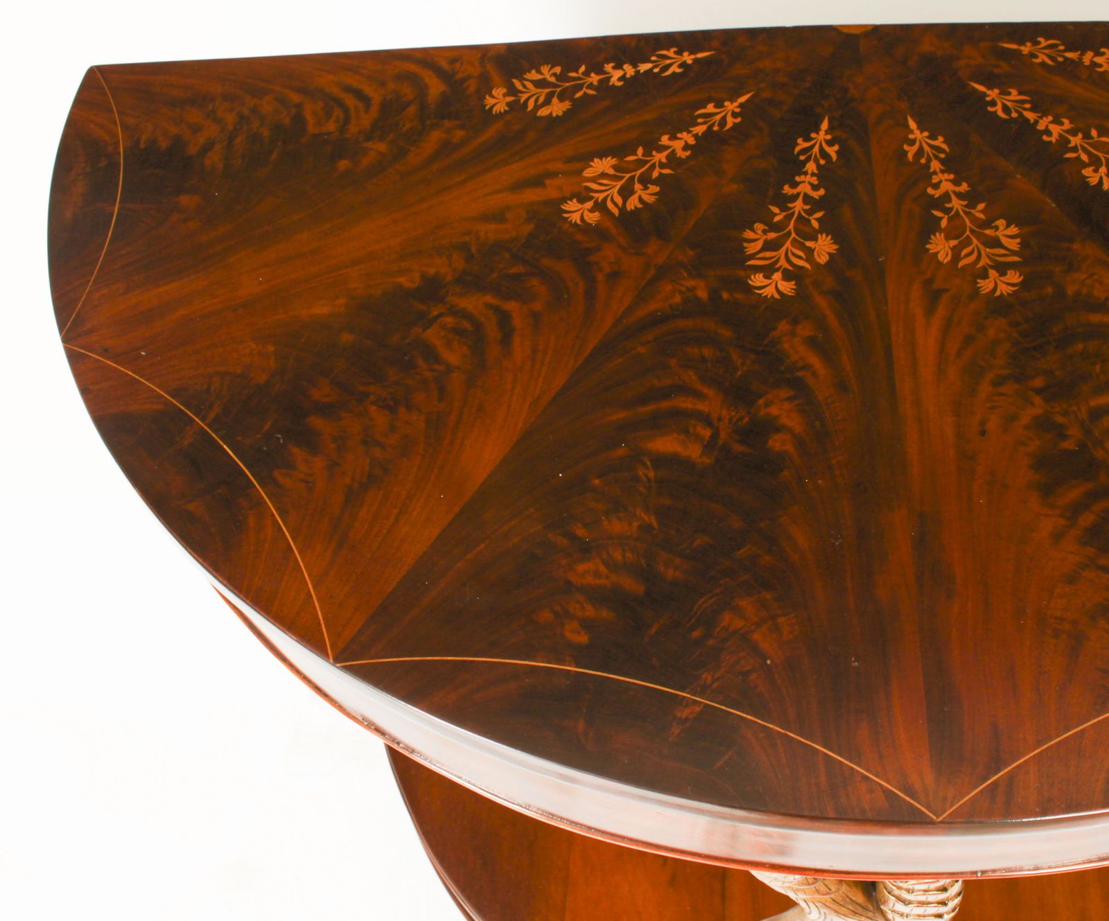 photo for sale Antique Italian Flame Mahogany Giltwood Dolphin Console 19th C