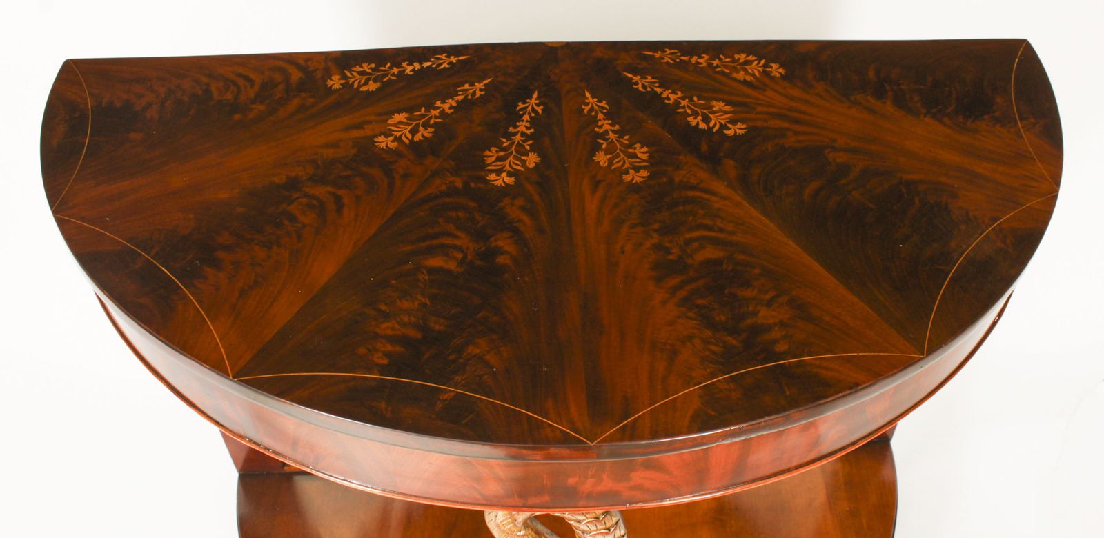 Furniture Antique Italian Flame Mahogany Giltwood Dolphin Console 19th C photo