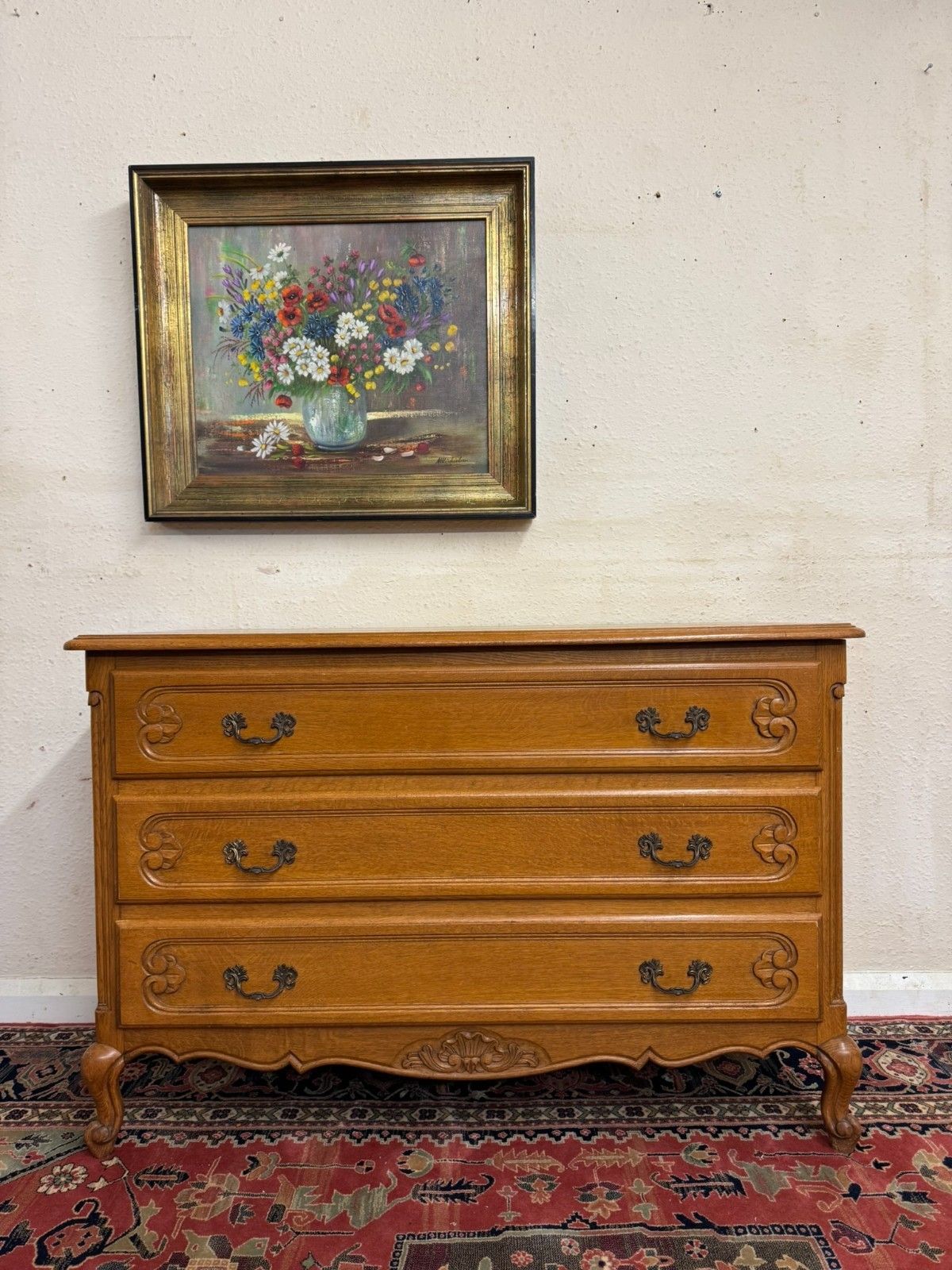 Fantastic Quality French Carved Oak Three Drawer Commode/Chest