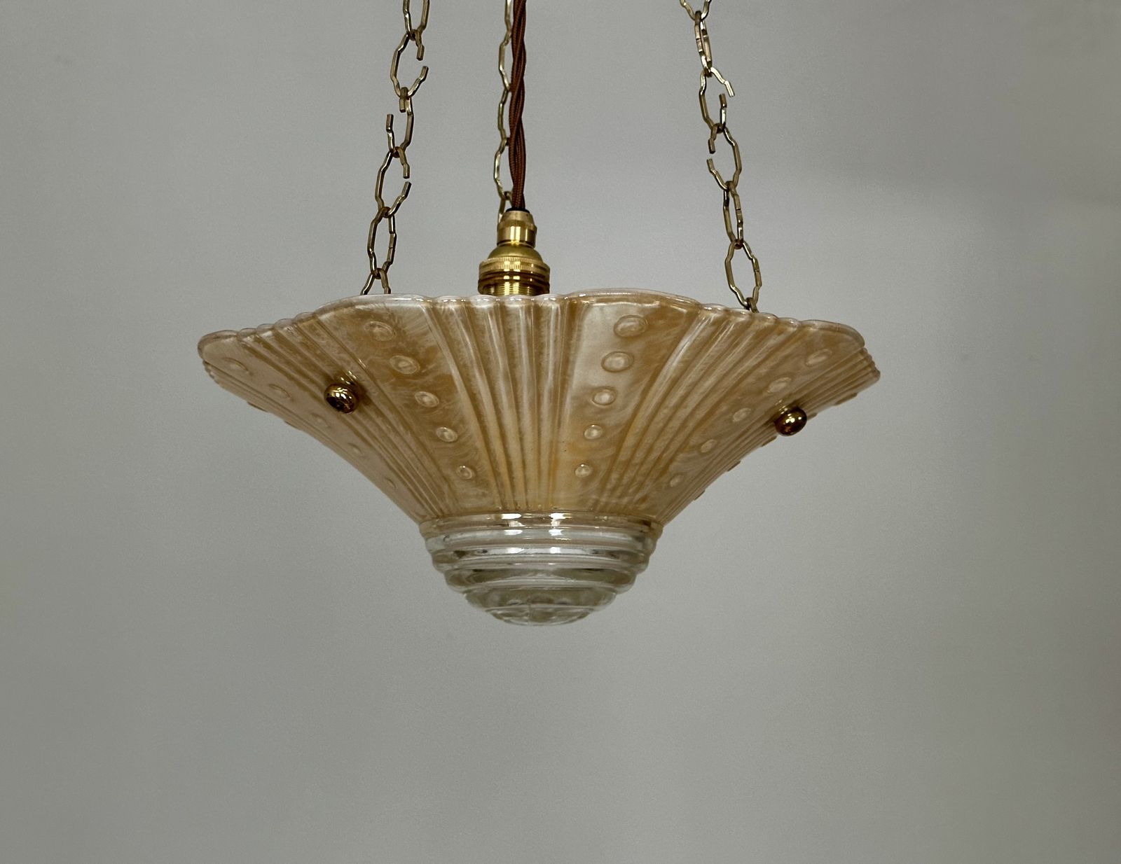 Art Deco Period Fluted Glass Ceiling Plafonnier Restored And Ready To Be Placed.Circa 1930. photo Lighting