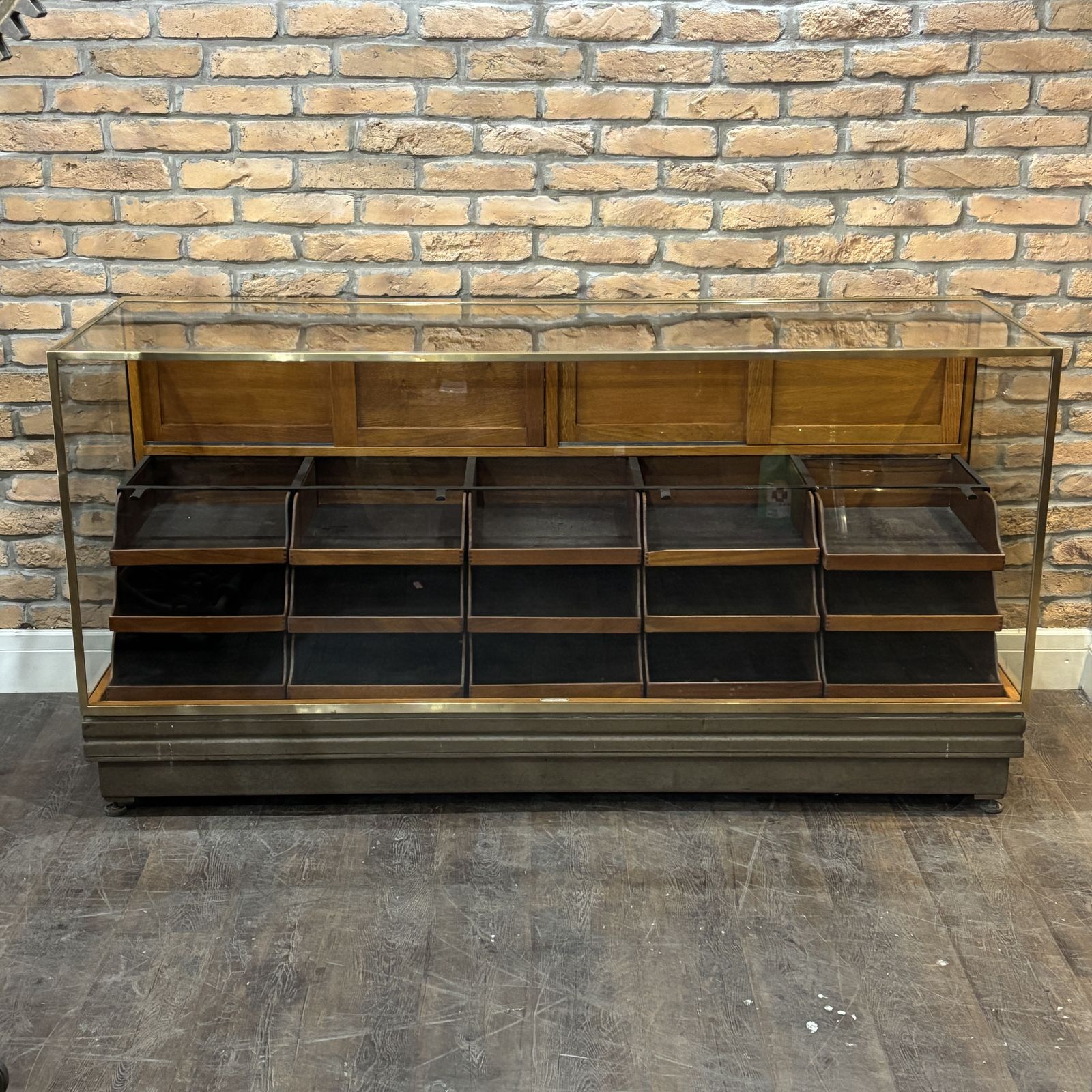 1930s Brass Framed Display Counter By Saml. Elliott & Sons