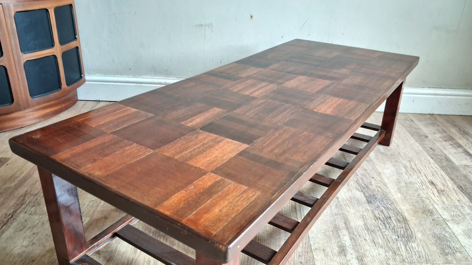 photo vinterior 1960's Danish Parquet Top Mid Century  Rosewood Drinks /Coffee Table