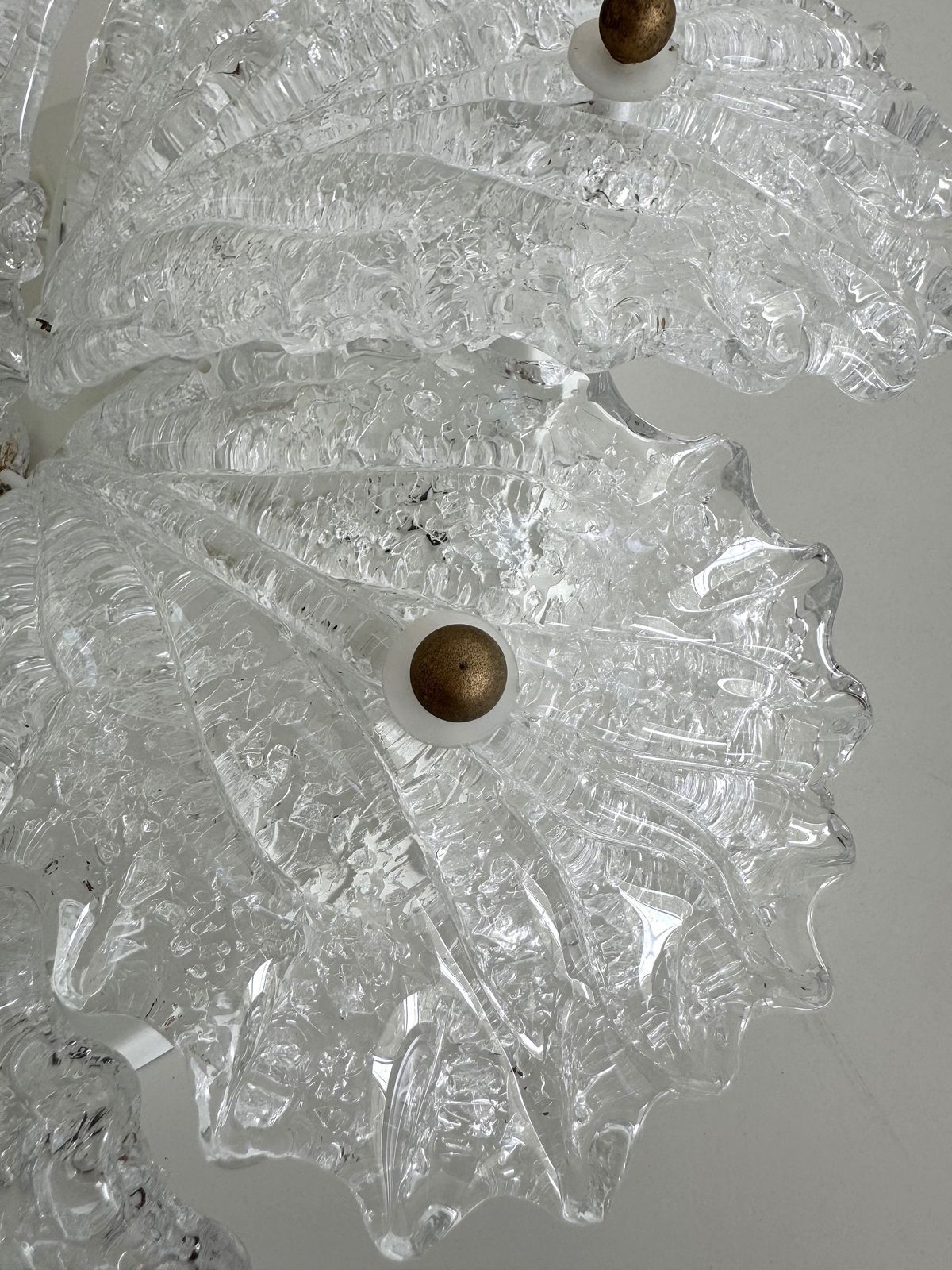 photo furniture Italian Mid Century Flush Mount Chandelier With Grit Murano Glass, 1970s