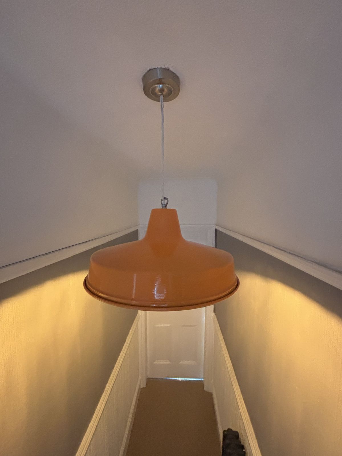 Industrial Style Orange Lightshade In Metal 3 Available photo for sale