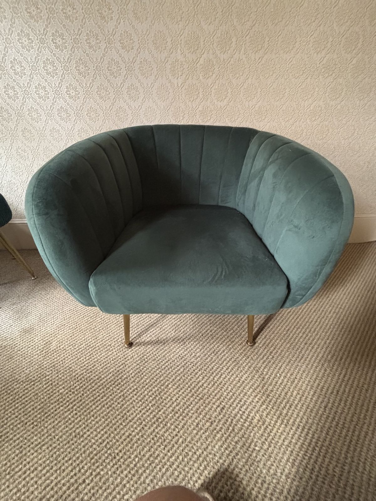 Modern Green Velvet Tub Armchair On Slender Gold Legs photo Furniture