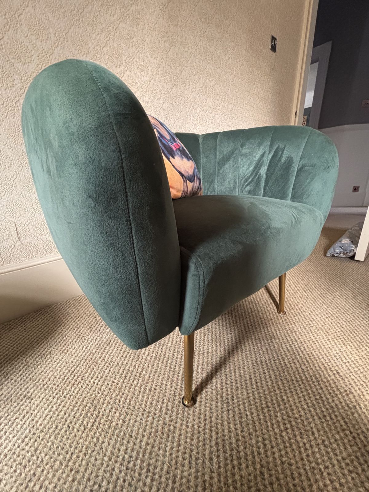 Modern Green Velvet Tub Armchair On Slender Gold Legs photo 175.0