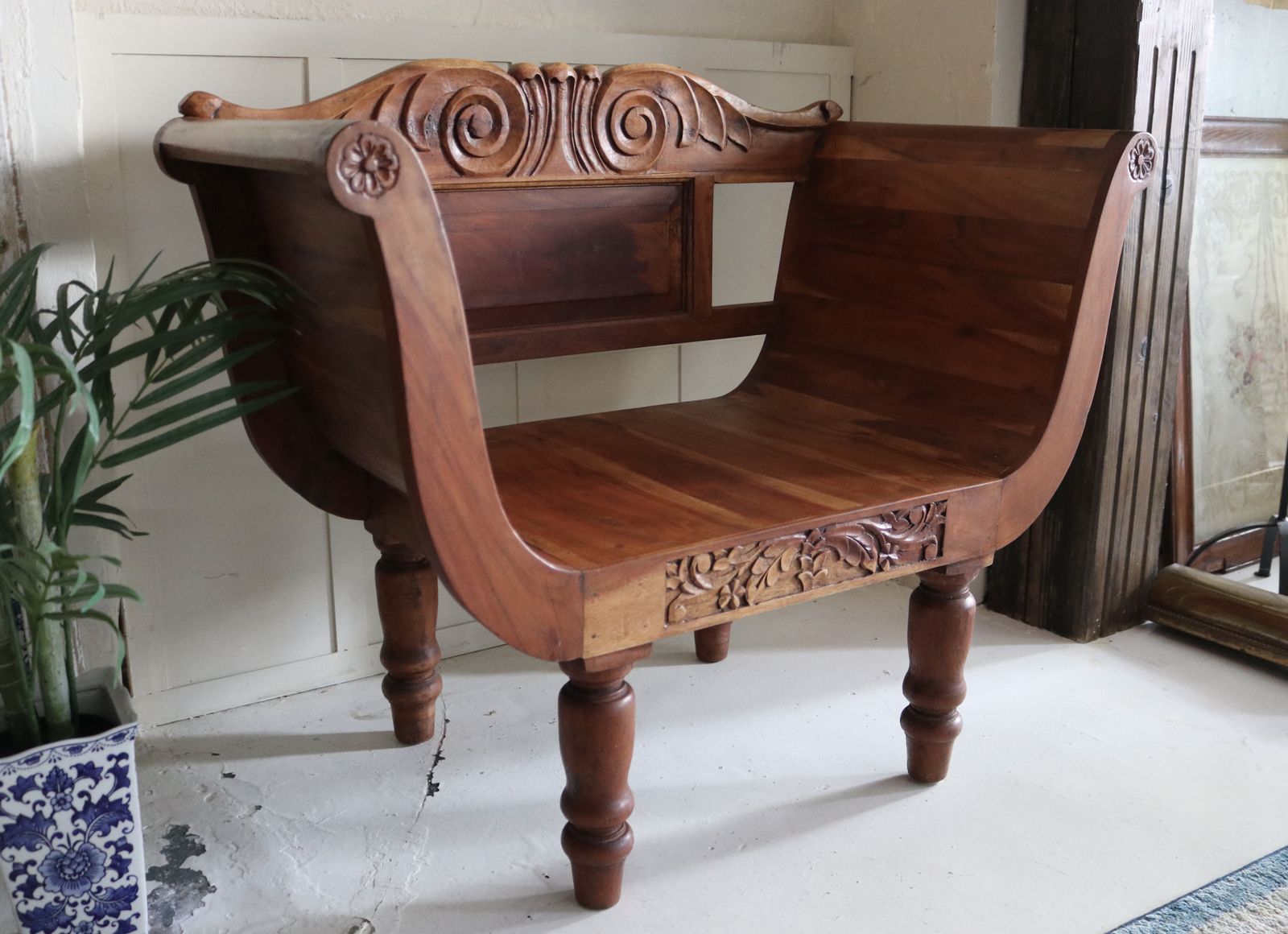 Large Eastern Carved Throne Armchair Hardwood photo furniture