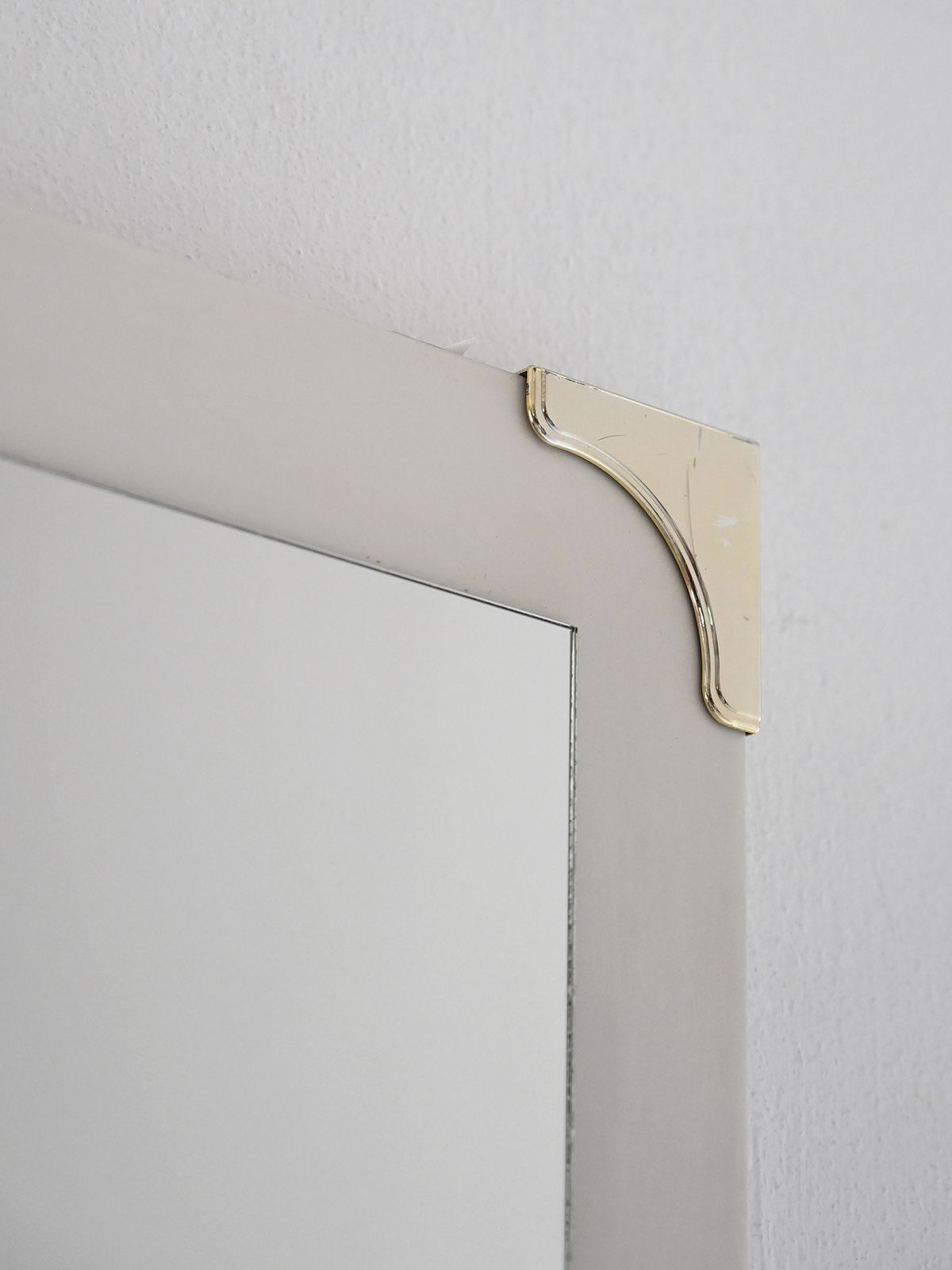 Scandinavian Mirror From The 1940s/1950s With White Frame And Brass Details photo for sale