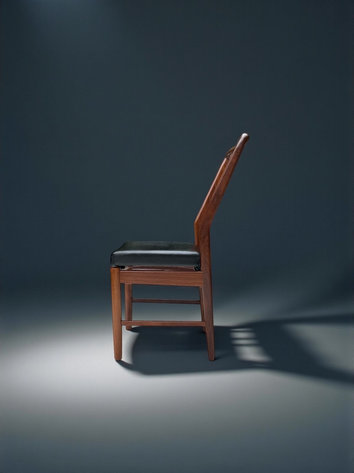 Svend Aage Madsen Stick Back Chair In Teak & Leather, Denmark 1950's photo vinterior
